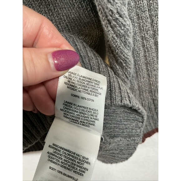 Columbia Mens XL Gray Quarter Zip Cotton Ribbed Pullover Sweater AM2727 Burgundy - Picture 4 of 6